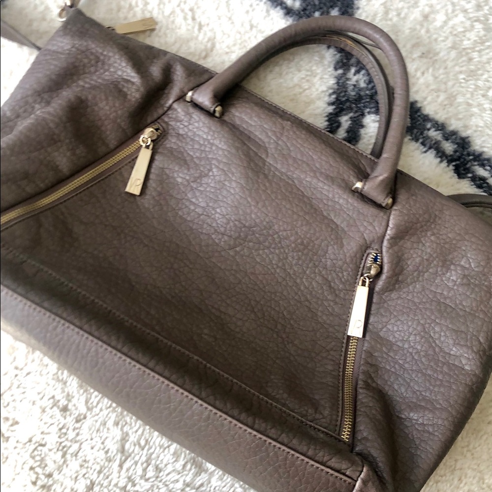 Gray Sandalwood & Gold Zipper Decor Hobo Bag - Picture 2 of 8